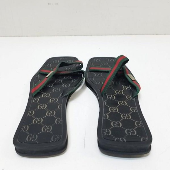 Gucci Black Sandals with Red and Green Accents - Picture 8 of 16
